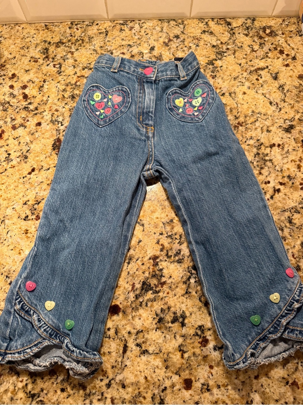 Vintage 2005 Gymboree Girls Heart Embroidered Flare Jeans - Size 2T / 2 Years